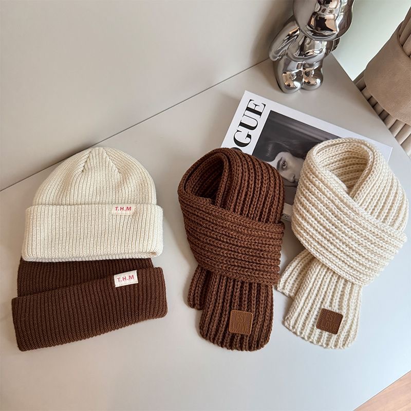 儿童帽子围巾两件套秋冬新款男宝潮保暖针织帽防冻护耳套头帽痞帅