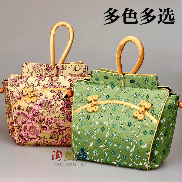 速发织锦缎唐装手拎包中式衣服造型手包丝绸随手婚庆喜袋旗袍包