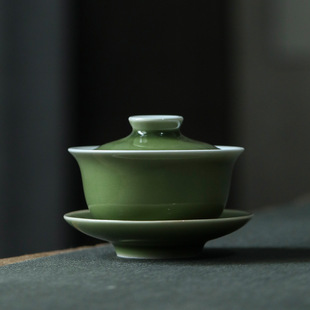 景德镇梅子青高温颜色釉加宽盖碗品杯公道杯壶承渣斗功夫茶具送礼