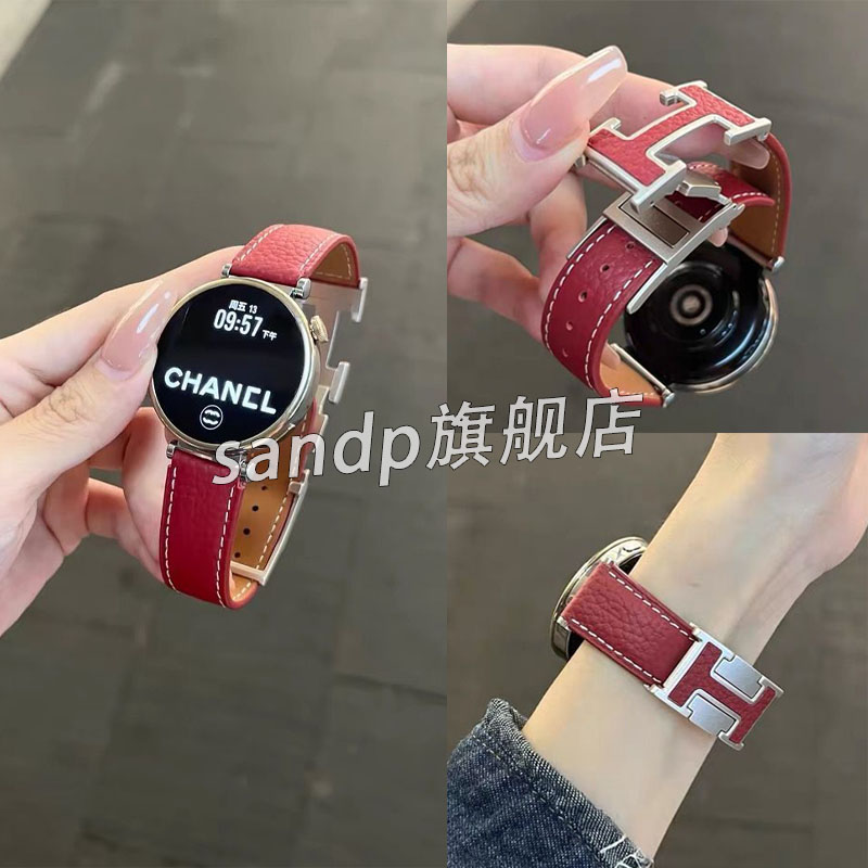 sanD-P华为gt5荔枝纹H扣表带18mm