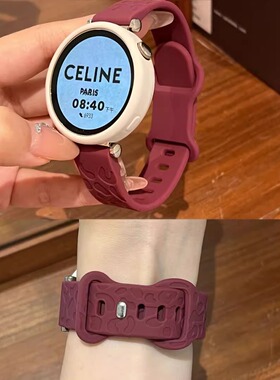 适用华为gt5表带ins新款浮雕纹gt4硅胶表带watch4/3Pro猫爪纹gt3/gt2运动硅胶41mm半包壳18mm蝴蝶扣5Pro腕带