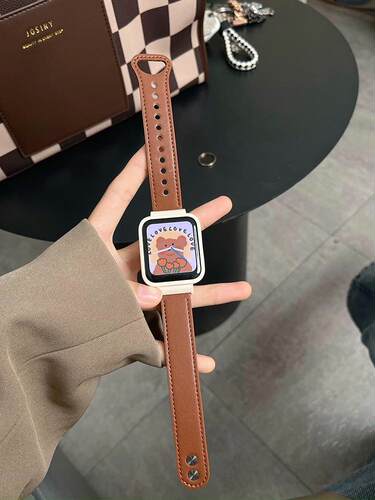 适用红米watch3青春版双钉皮革带