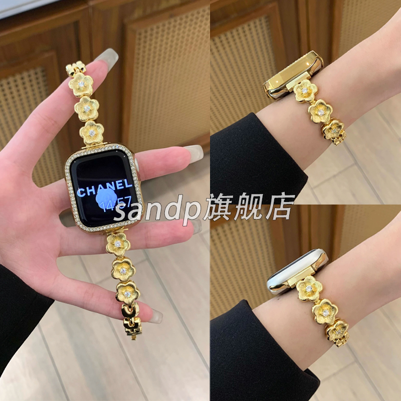 sanD-P华为Fit3锆石拉丝山茶花链