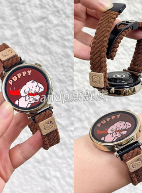 适用华为gt5表带ins秋冬毛呢可爱kitty猫磁吸扣华为watch4/3Pro腕带GT4/41mm磁吸gt3/gt2灯芯绒18mm新年表带