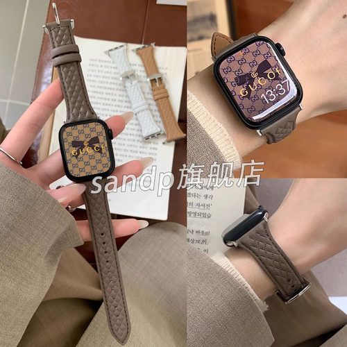 sanD-P红米watch5小格纹真皮表带