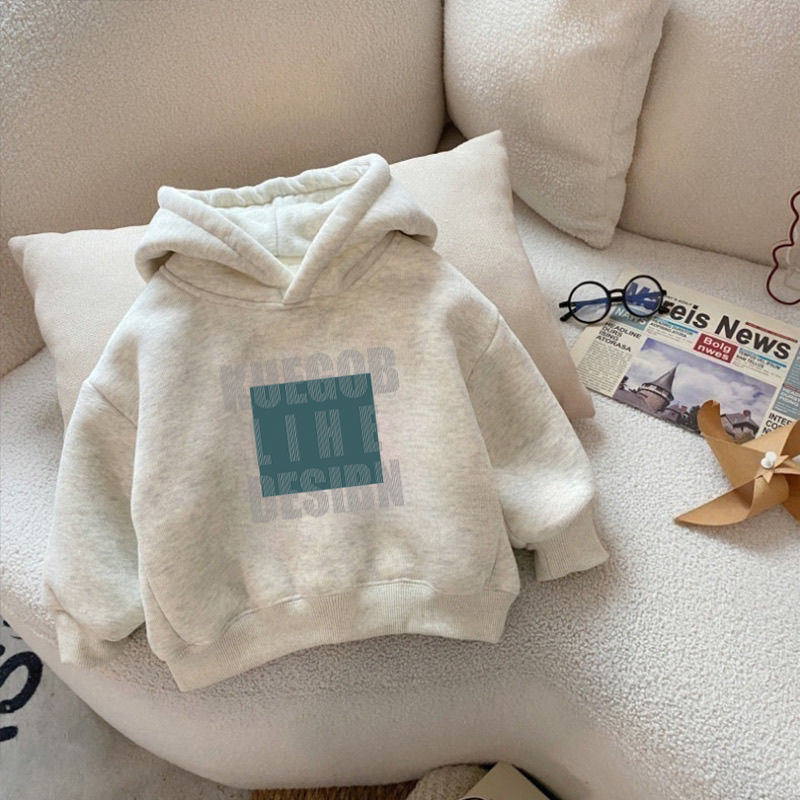 100%纯棉男童加绒加厚连帽卫衣秋冬新款中小儿童宝宝休闲百搭上衣