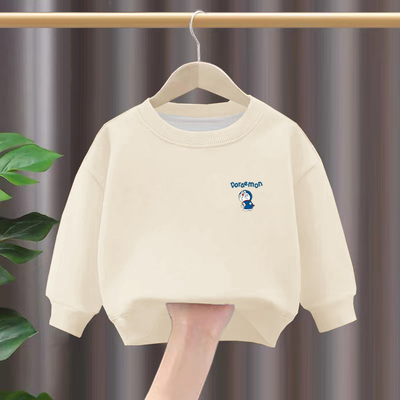 100%纯棉男童圆领卫衣2025春秋新款韩版儿童宝宝百搭宽松外套上衣