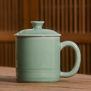 青瓷茶杯个人专用办公室会议杯子定制足浴logo陶瓷杯带盖家用水杯