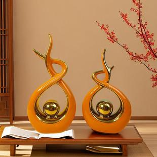 饰品轻奢风家居客厅电视柜工艺品送礼 现代简约陶瓷火焰花瓶摆件装