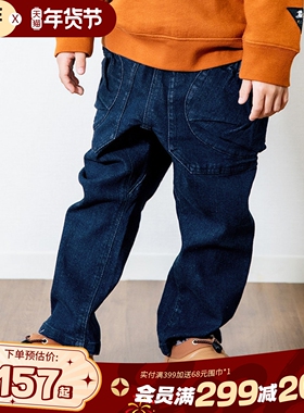 现货BREEZEsquare联名GRN儿童灯芯绒牛仔布工装休闲长裤R421193