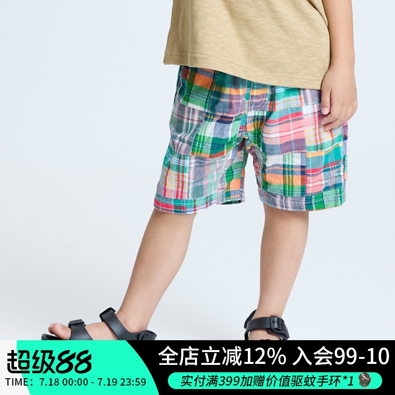 BREEZEsquare儿童短裤夏季格纹短裤休闲舒适纯棉短裤R223195