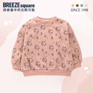现货BREEZEsquare田园复古碎花毛圈卫衣圆领套头儿童上衣S411023