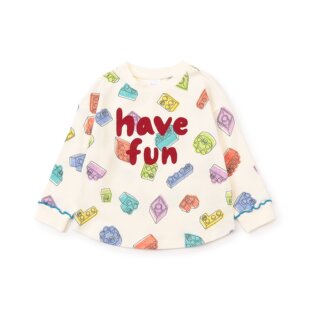 现货BREEZEsquare卡通风圆领长袖T恤彩色积木印花趣味可爱B106036