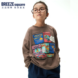 BREEZEsquare儿童T恤秋季卫衣T恤女童T恤男童卫衣印花T恤R406155