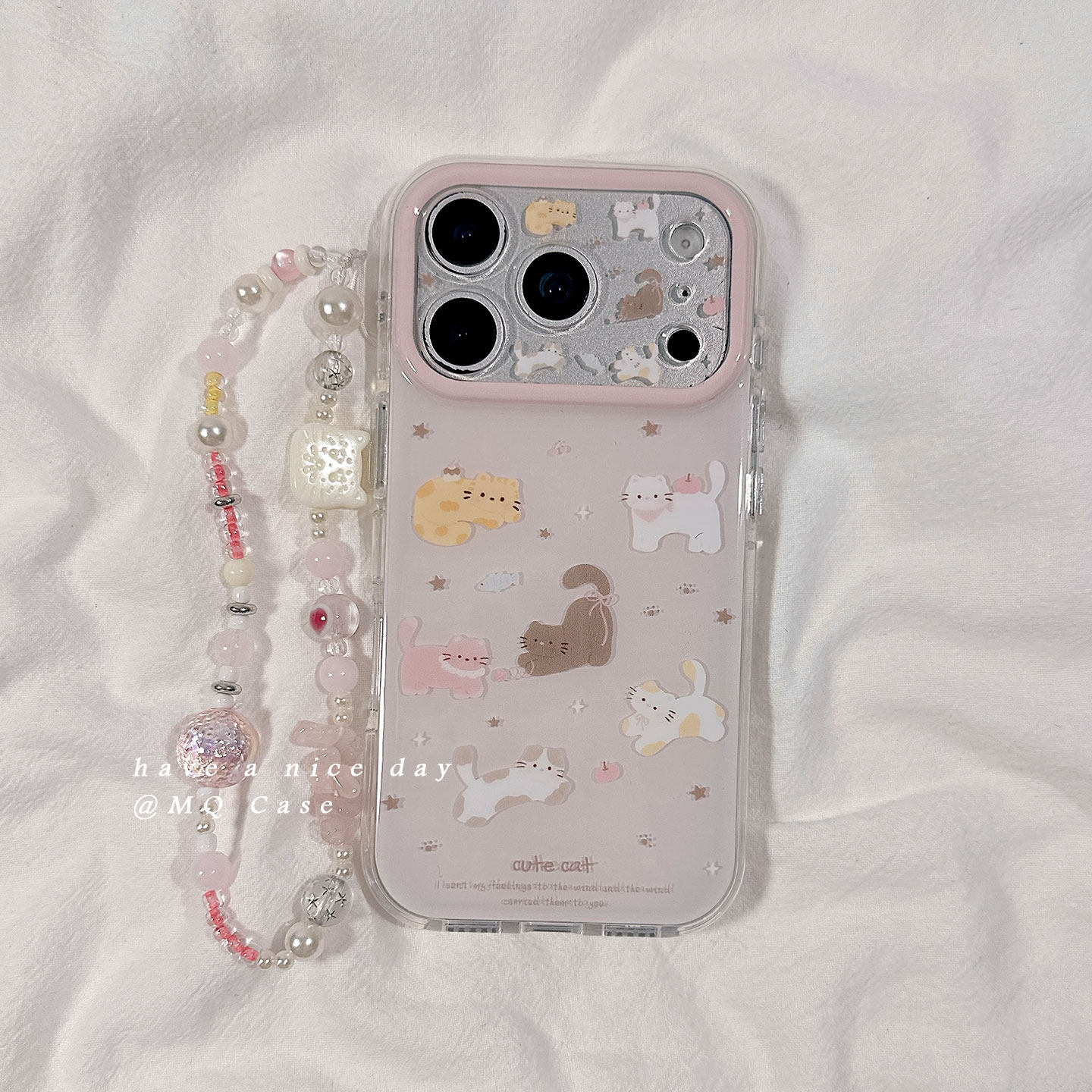 ins风可爱小猫咪适用苹果17手机壳iPhone17Promax新款16高级感15保护套硅胶防摔镜头全包创意带链条挂绳女软p