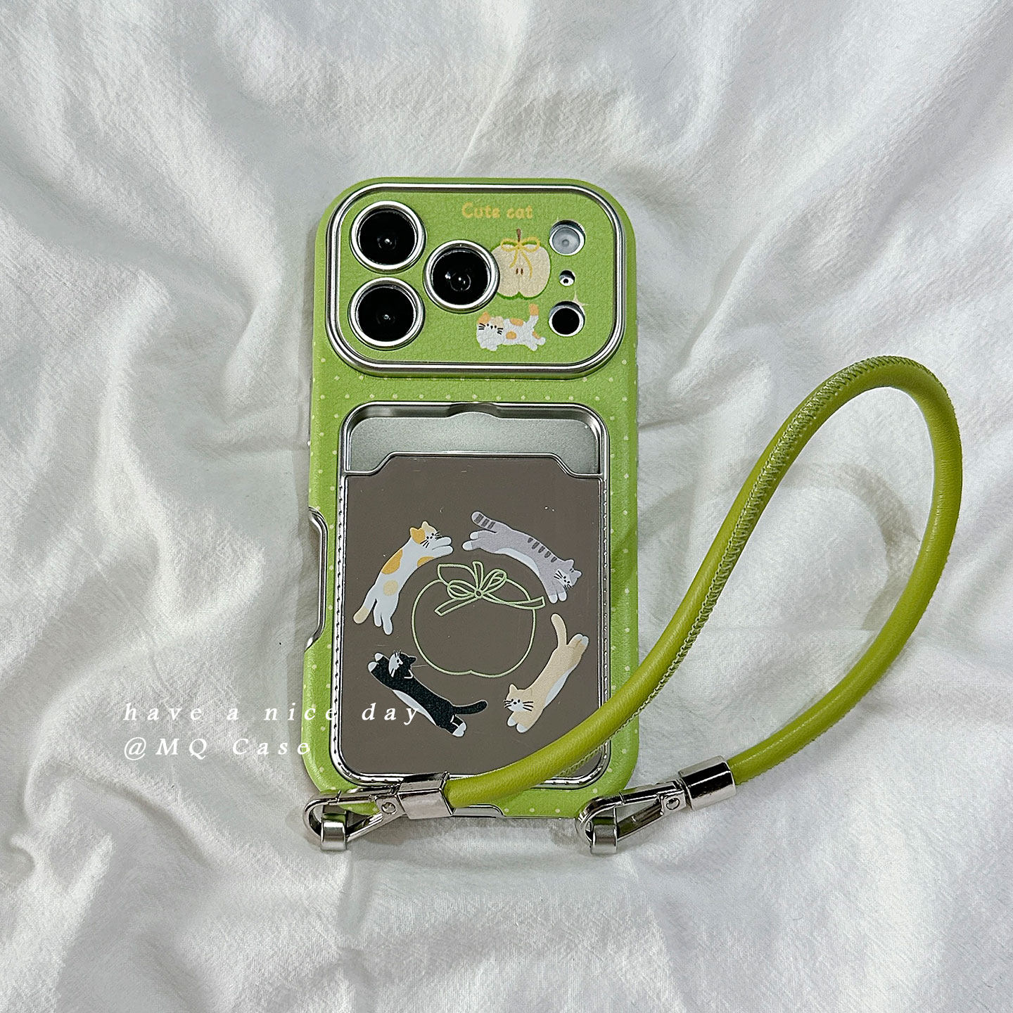 简约镜面卡通适用苹果17手机壳iPhone17Promax新款16高级感15保护套13硅胶14防摔全包手腕带挂绳创意卡包软女