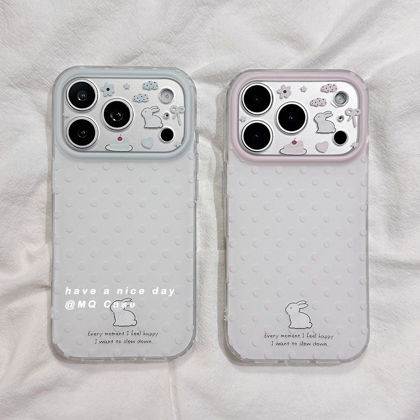 简约波点小兔子适用苹果17手机壳iPhone17Promax新款16高级感15保护套13硅胶14防摔全包磨砂女款软壳ins日韩p