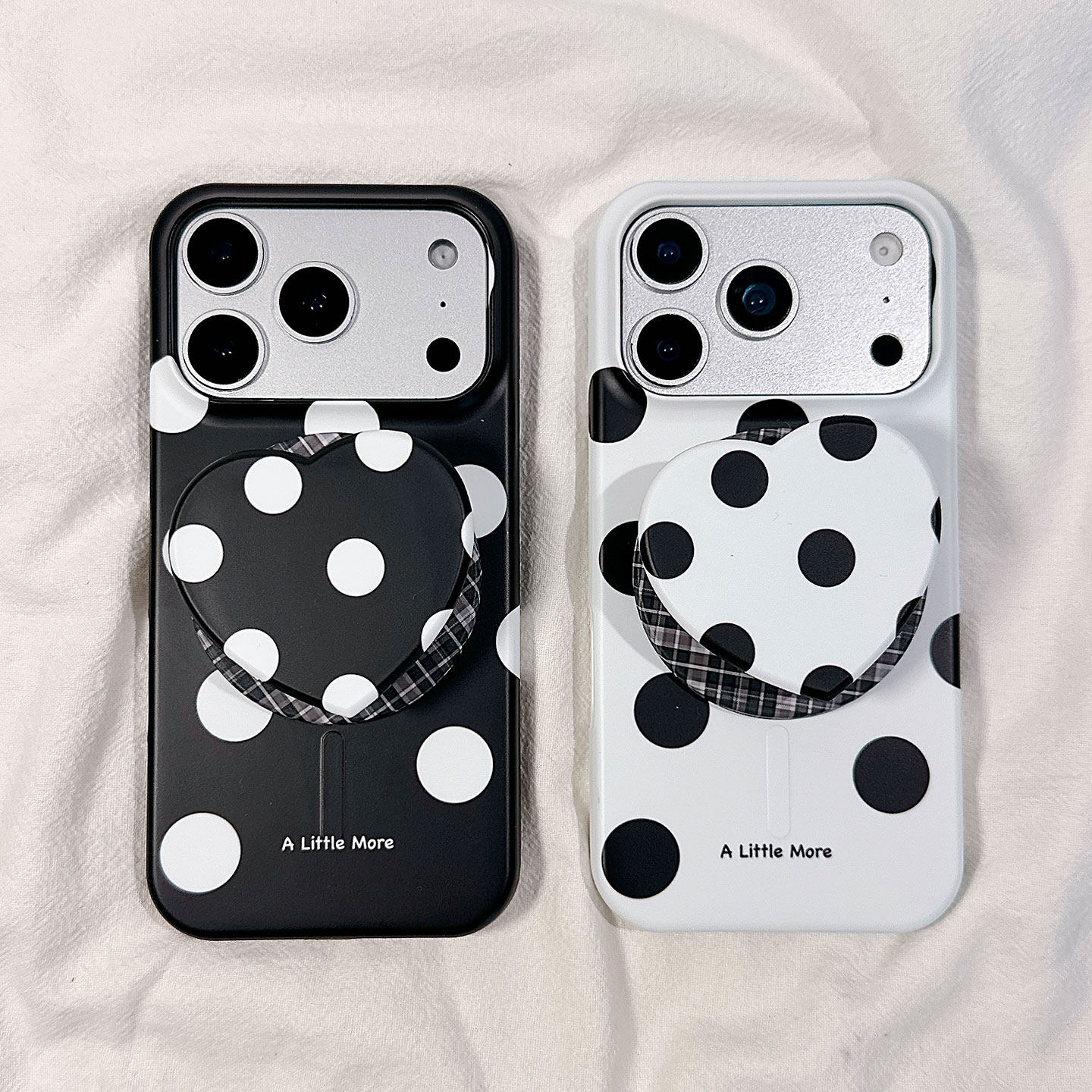 韩风ins小众黑白波点爱心适用苹果17手机壳iPhone17Promax新款16Pro高级感15保护套13菲林防摔全包创意女硬超