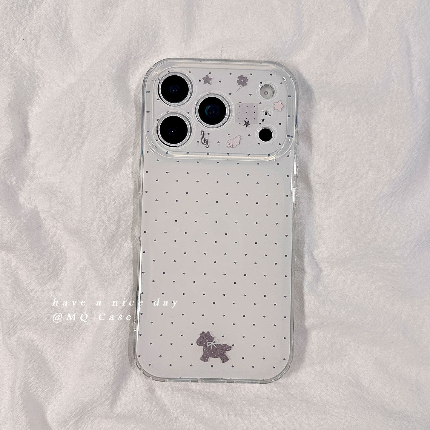 简约白色波点小马适用苹果17手机壳iPhone17Promax新款16高级感15保护套13硅胶14防摔全包ins风超薄女款软壳p