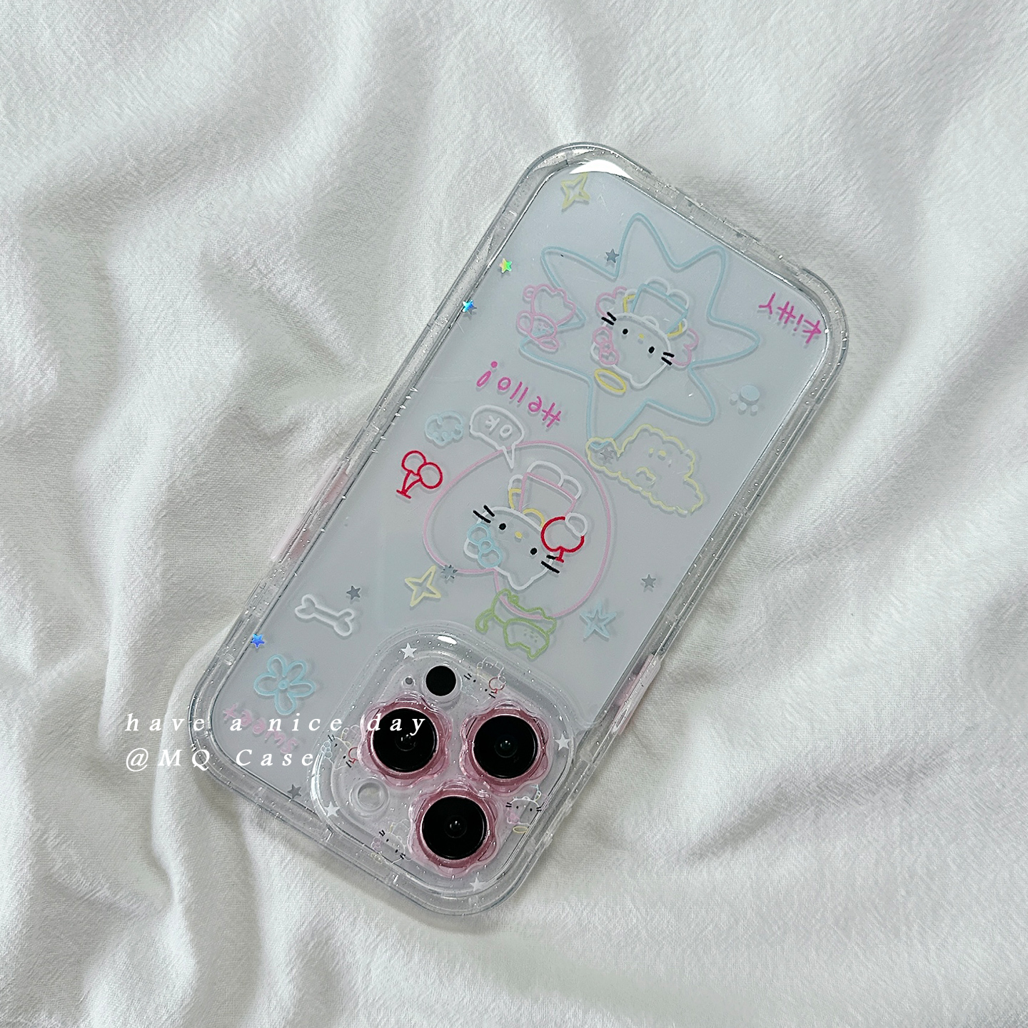 简约透明线条卡通适用苹果16Promax手机壳iPhone15新款13高级感14保护套防摔硅胶16Pro全包镜头日韩ins女款软