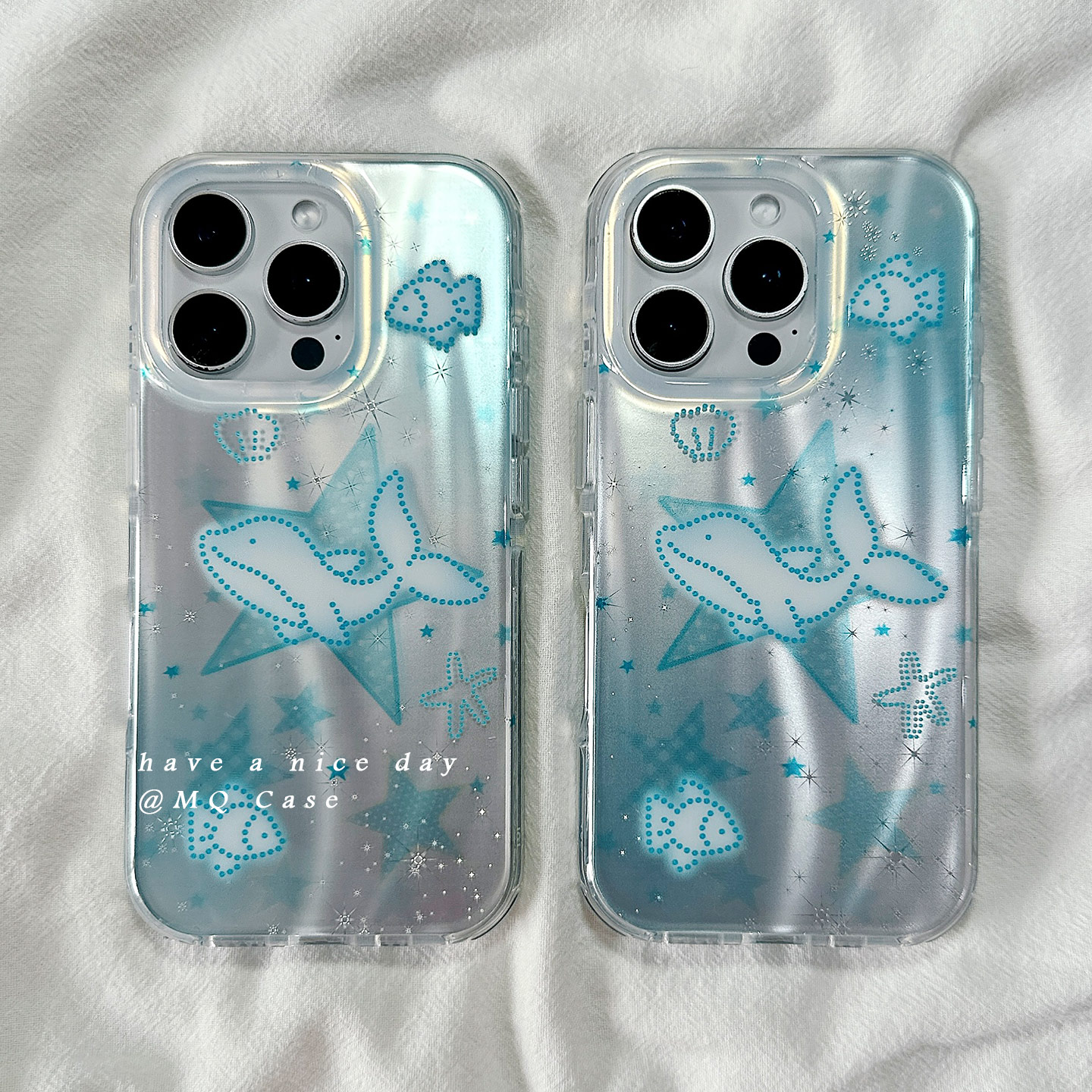 ins小清新可爱海豚适用苹果16Promax手机壳iPhone15新款13高级感14保护套防摔硅胶16Pro全包镭射创意女款软外
