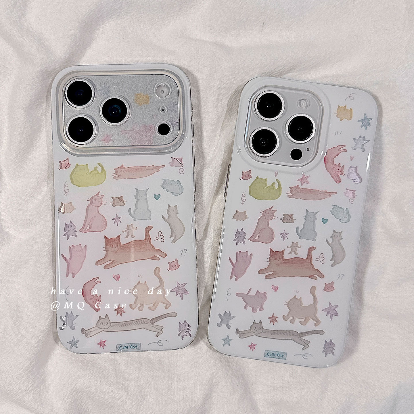 简约少女心镂空小猫咪适用苹果17手机壳iPhone17Promax新款16高级感15保护套13硅胶14防摔全包白色女款软壳外