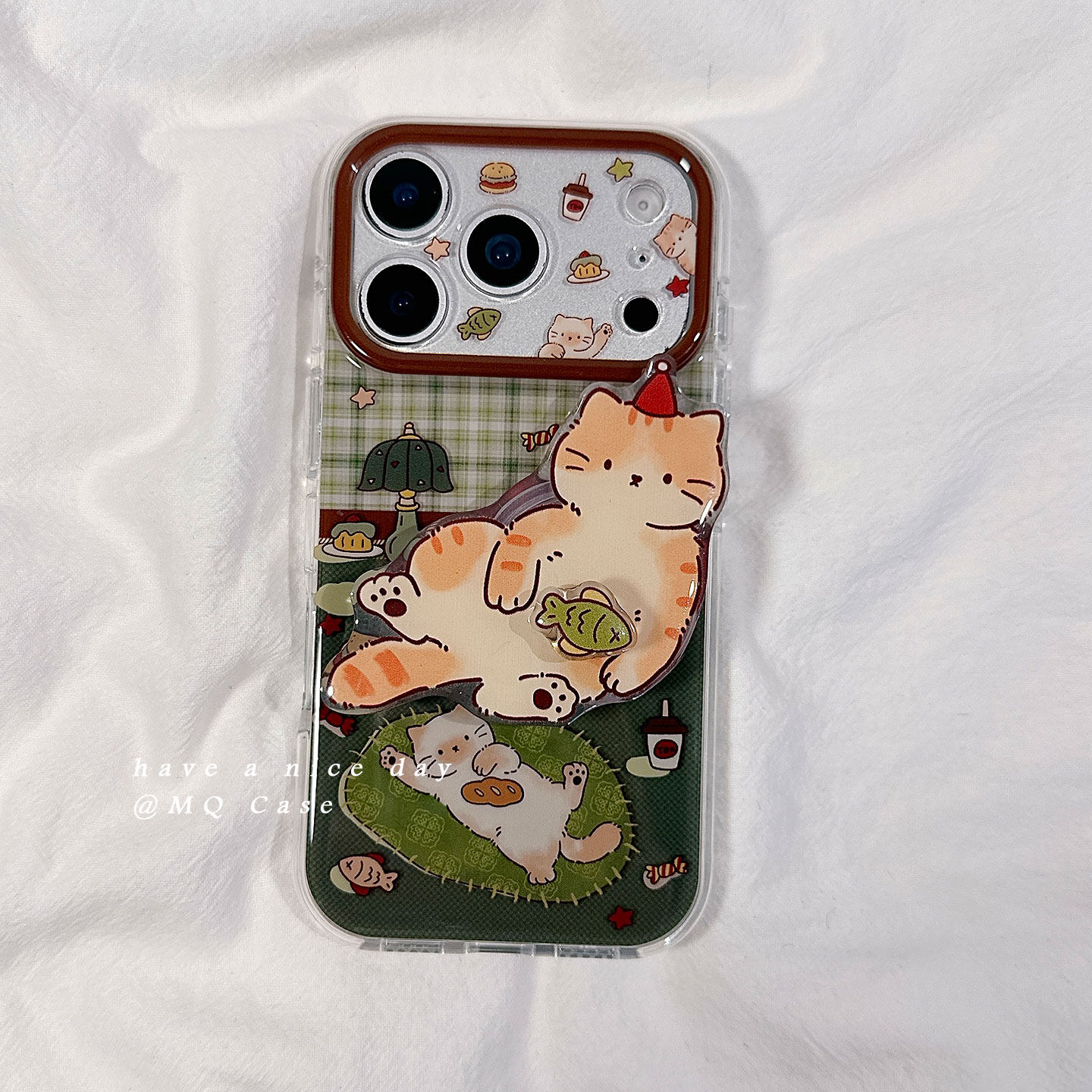 复古可爱小猫咪适用苹果17手机壳iPhone17Promax新款16高级感15保护套硅胶防摔镜头全包创意带支架女款软壳外