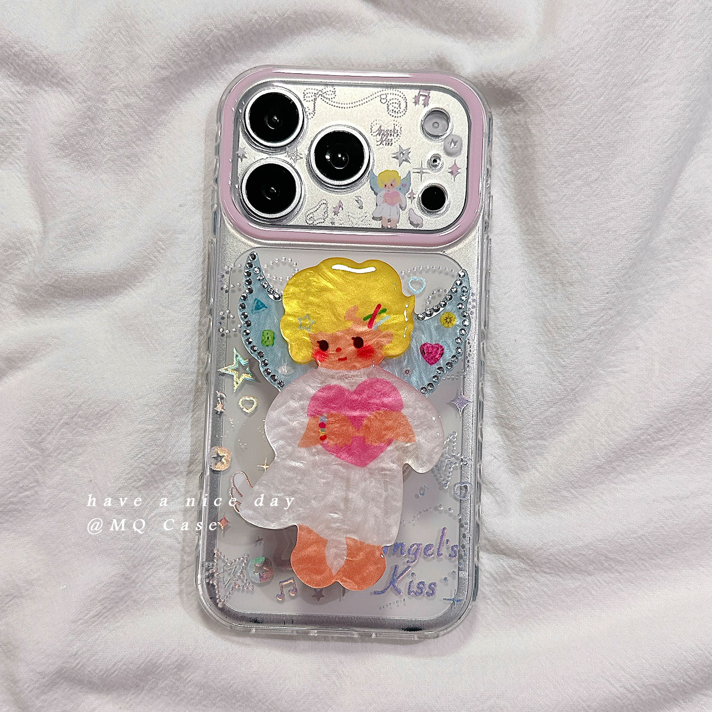 ins氛围感銮金天使星星适用苹果17手机壳iPhone17Promax新款16高级感15保护套硅胶防摔全包带支架透明软壳女p