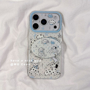 简约波点斑点小狗适用苹果17手机壳iPhone17Promax新款16高级感15保护套13硅胶14防摔全包带支架男女款软壳外