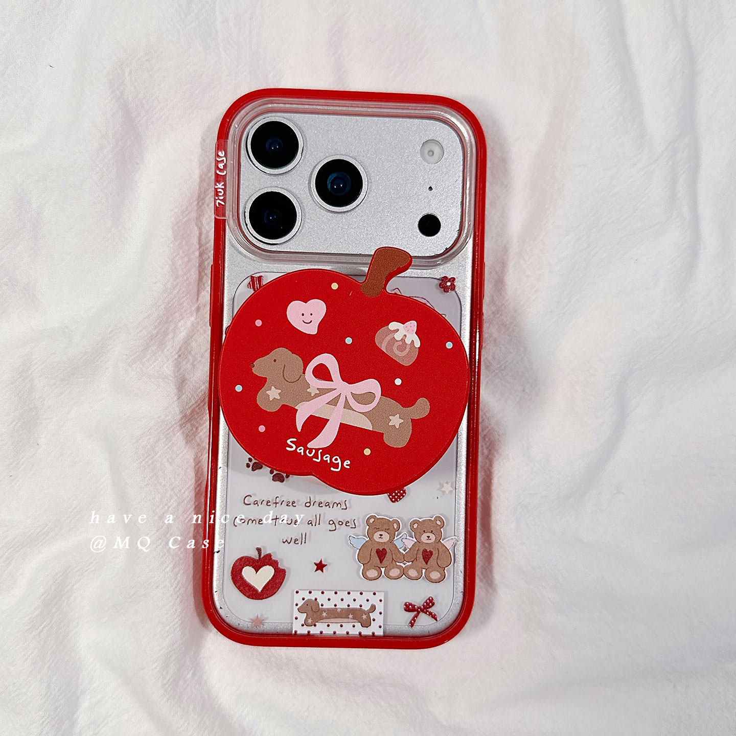 ins韩风可爱卡通适用苹果17手机壳iPhone17Promax新款16高级感15保护套13硅胶14防摔全包磁吸带支架女款软壳p