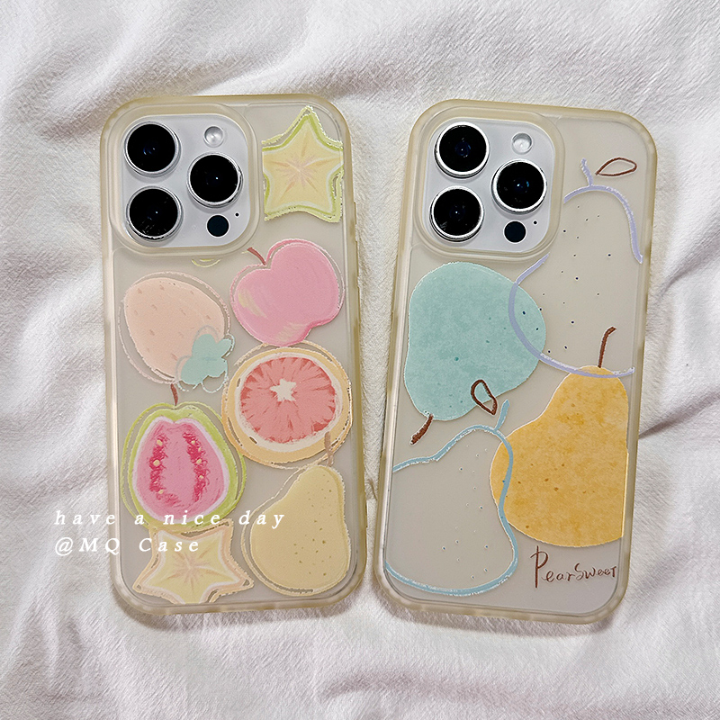 夏季小清新水果适用苹果16Promax手机壳iPhone15新款13高级感14保护套防摔硅胶16Pro创意情侣全包女款软男生p