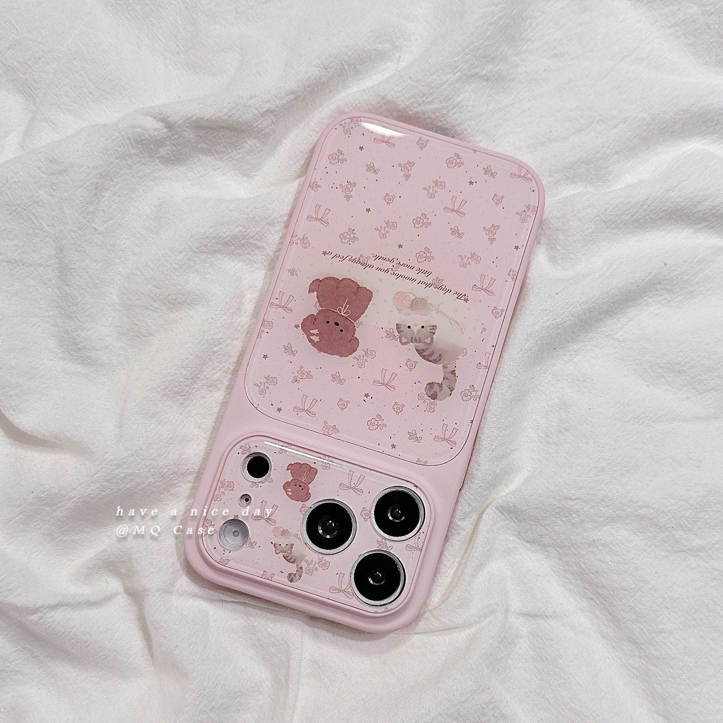 ins碎花可爱小狗猫咪适用苹果17手机壳iPhone17Promax新款16高级感15保护套Pro硅胶14防摔全包镜头软壳粉色女