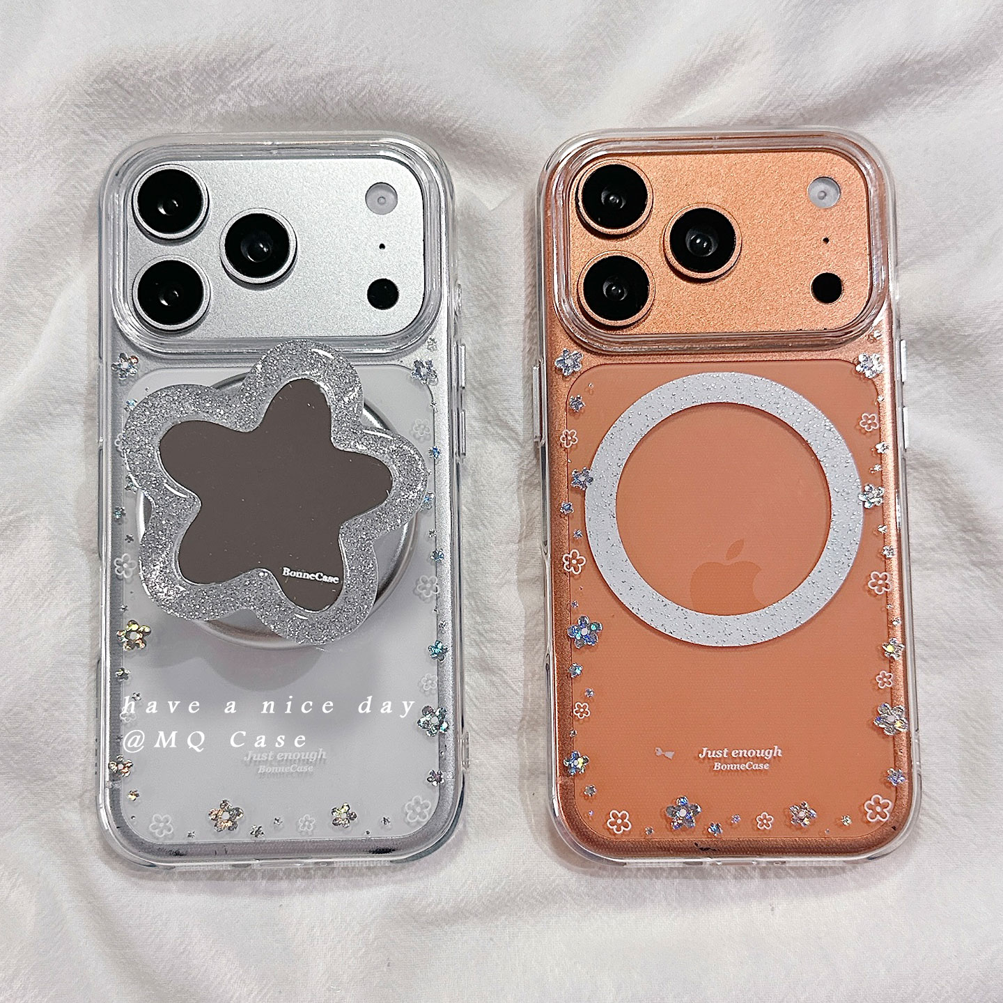 ins风花朵磁吸手机壳适用iPhone