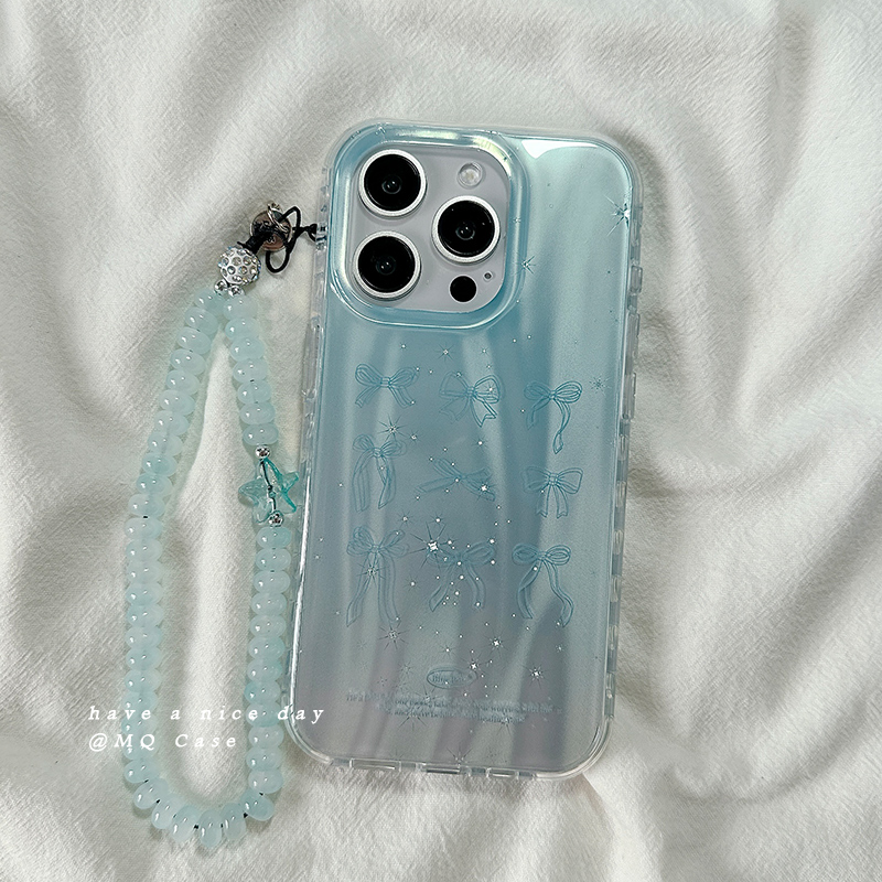 简约冷淡风蝴蝶结适用苹果16手机壳iPhone15Promax新款13/14高级感16pro保护套硅胶防摔全包创意带链条软壳女
