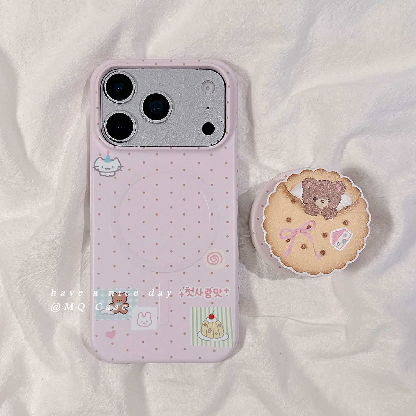 简约粉色波点适用苹果17手机壳iPhone17Promax新款16pro高级感15PM磁吸保护套菲林半包边带支架创意女款硬外p