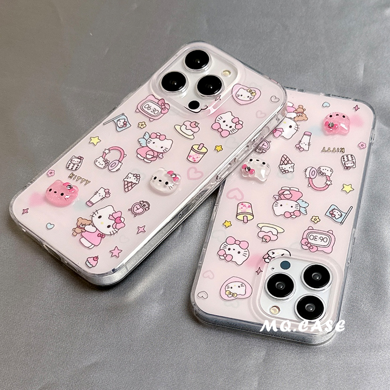 日韩ins风可爱HelloKitty猫卡通适用苹果14手机壳iPhone13Promax新款15Pro保护套12硅胶防摔11全包硬女高级感