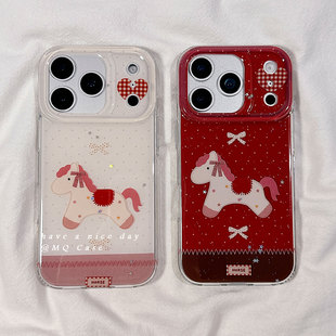 新年可爱小马适用苹果17手机壳iPhone17Promax新款16高级感15保护套13硅胶14防摔全包相机按键过马年女款软外