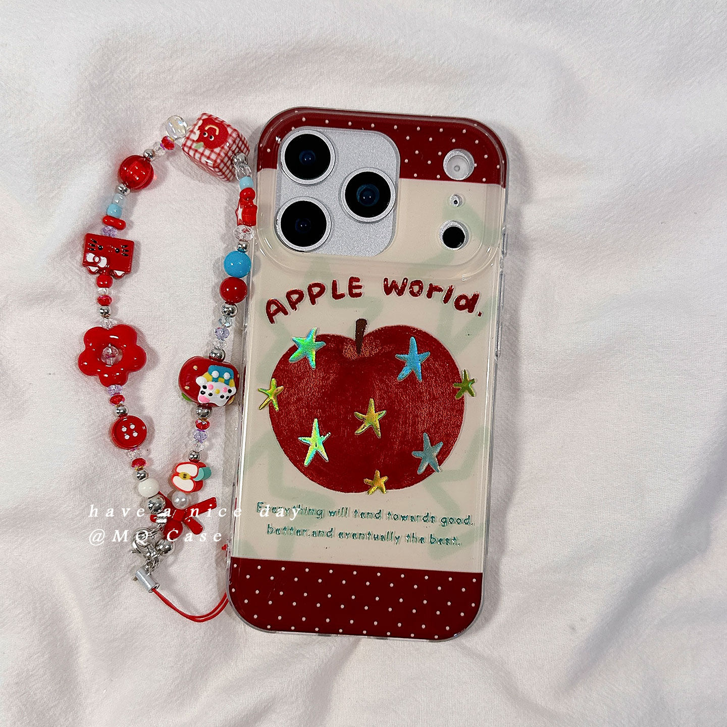 红富士苹果卡通适用苹果17手机壳iPhone17Promax新款16高级感15保护套13硅胶14防摔全包带链条挂绳女款软壳外