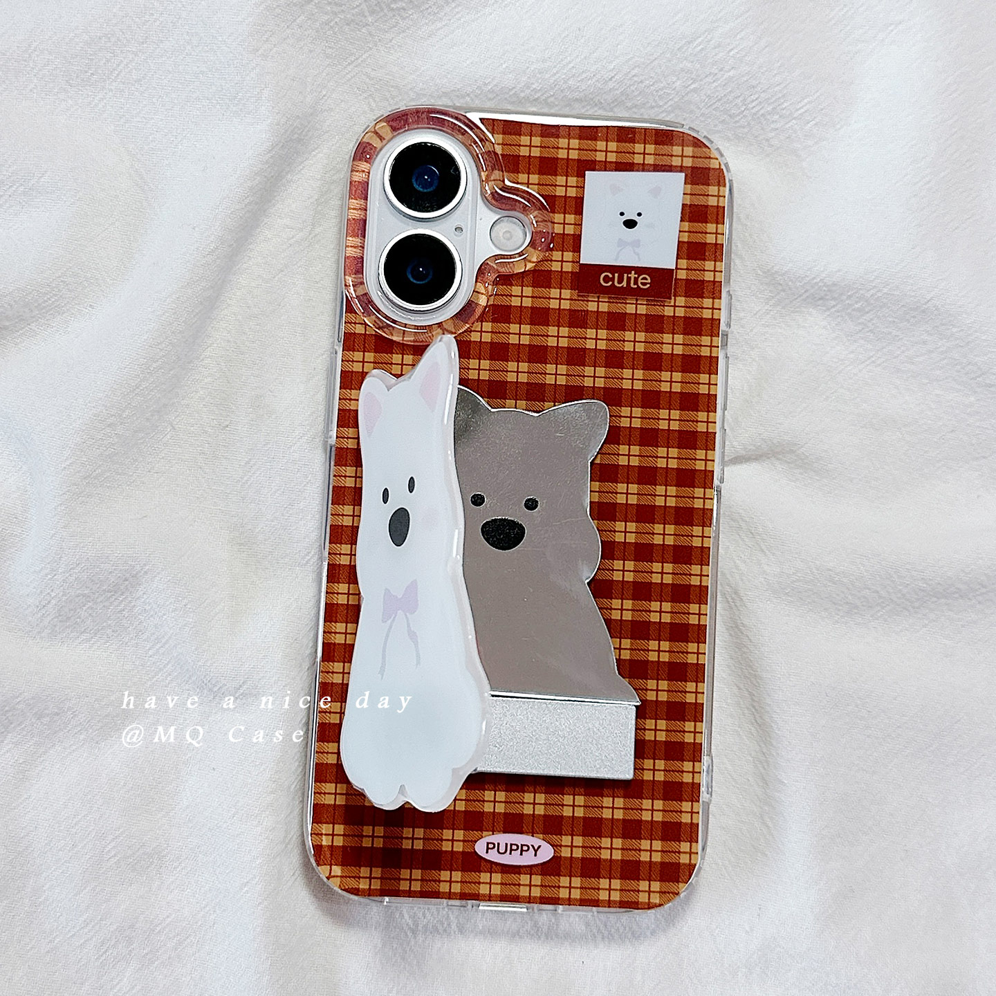 ins简约复古格纹适用苹果16Promax手机壳iPhone15新款13高级感14保护套防摔硅胶16Pro全包带折叠支架女款软薄