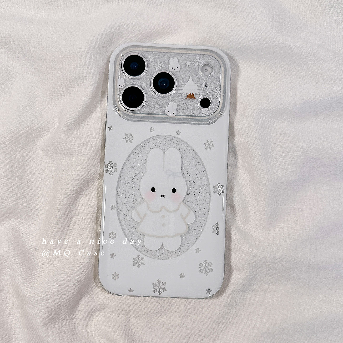 简约白色小兔子适用苹果17手机壳iPhone17Promax新款16高级感15保护套13硅胶14防摔相机按键全包女款超薄软壳