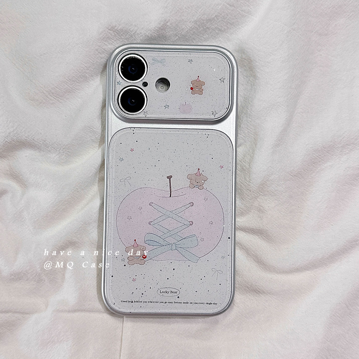 ins少女心闪粉可爱小熊适用苹果17手机壳iPhone17Promax新款16高级感15保护套硅胶14防摔全包镜头女款软壳外p