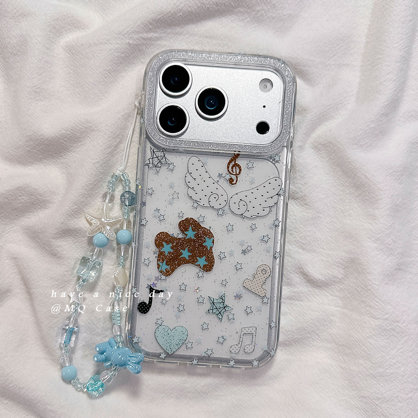 简约透明星星卡通适用苹果17手机壳iPhone17Promax新款16高级感15保护套13硅胶14防摔全包带链条挂绳女款软壳