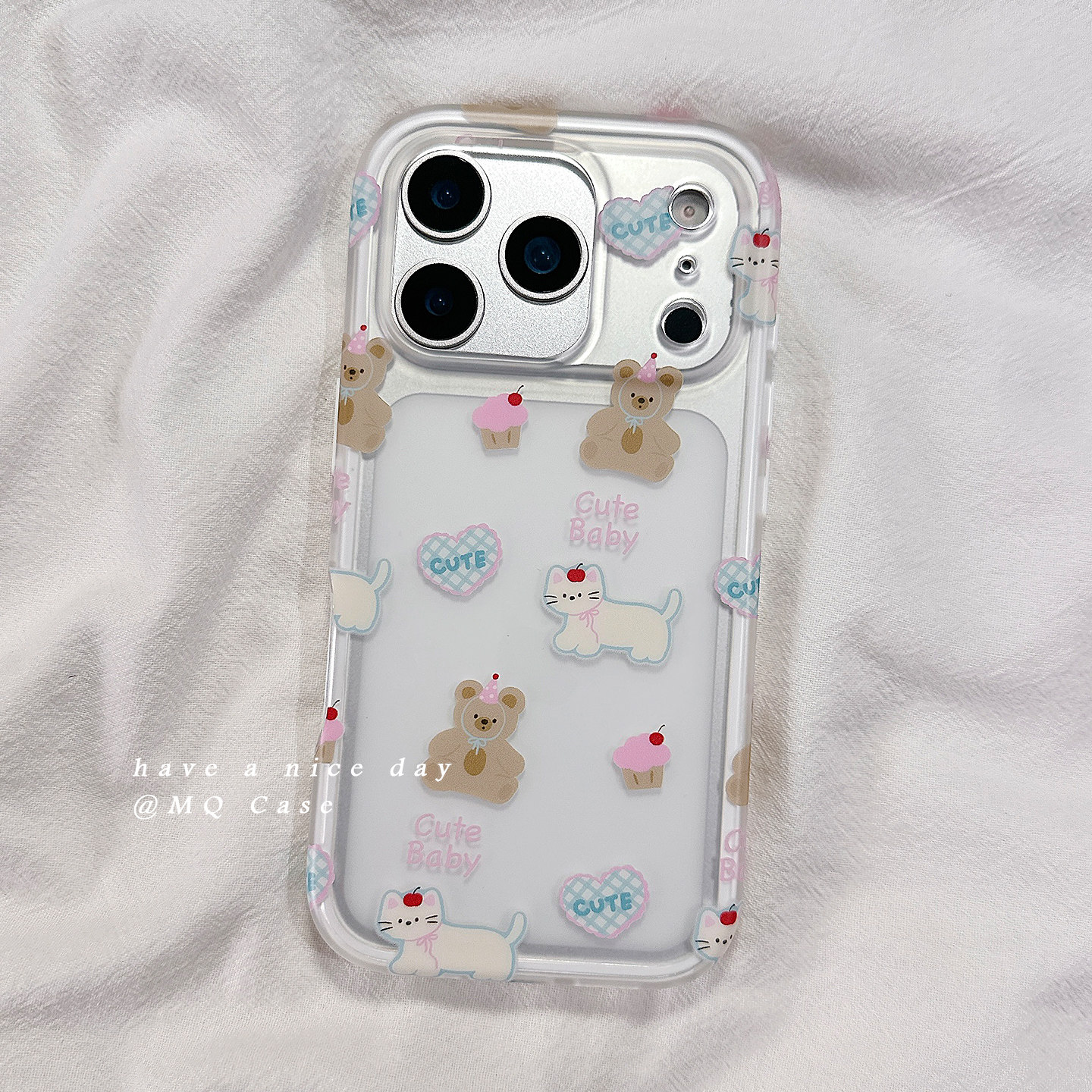 可爱小熊猫咪卡通适用iPhone17promax手机壳苹果16新款15高级感17Pro保护套硅胶防摔全包加厚二合一外壳ins女