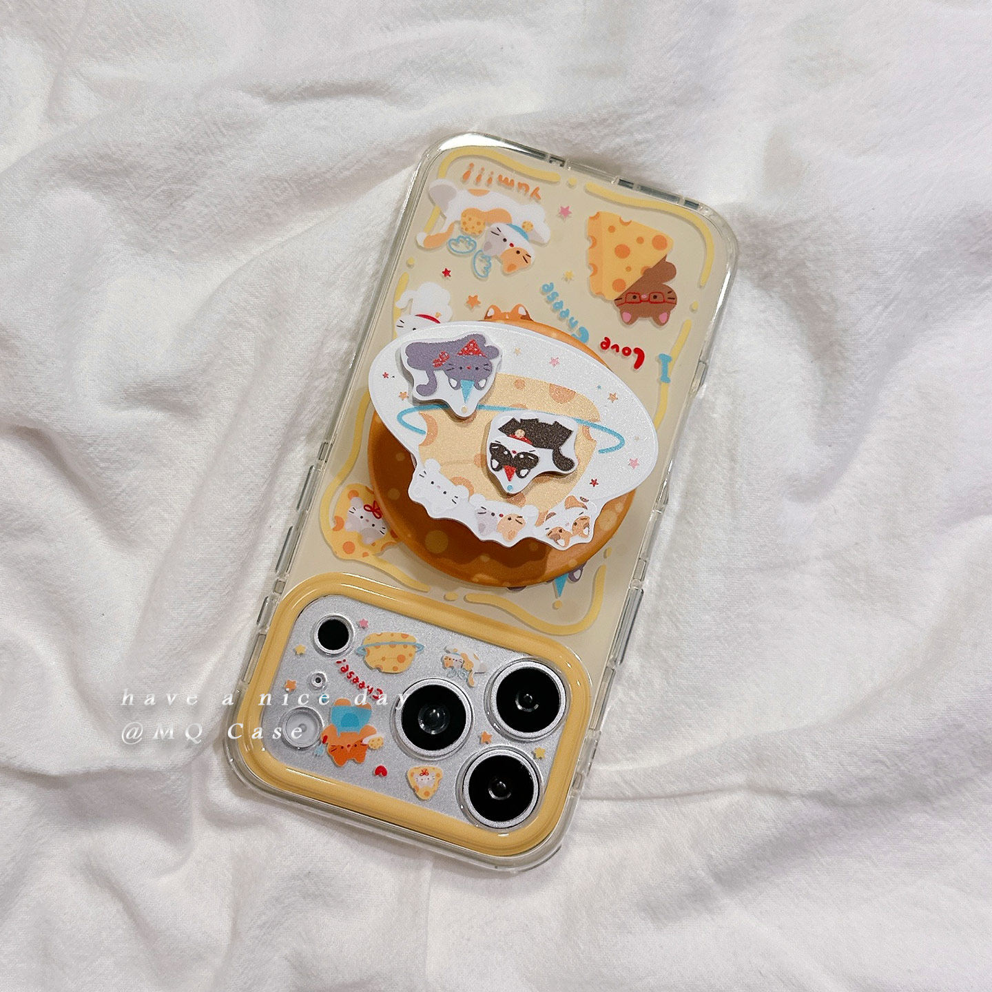 ins日韩可爱奶酪星球猫咪适用苹果17手机壳iPhone17Promax新款16高级感15保护套硅胶防摔全包带磁吸支架软女p