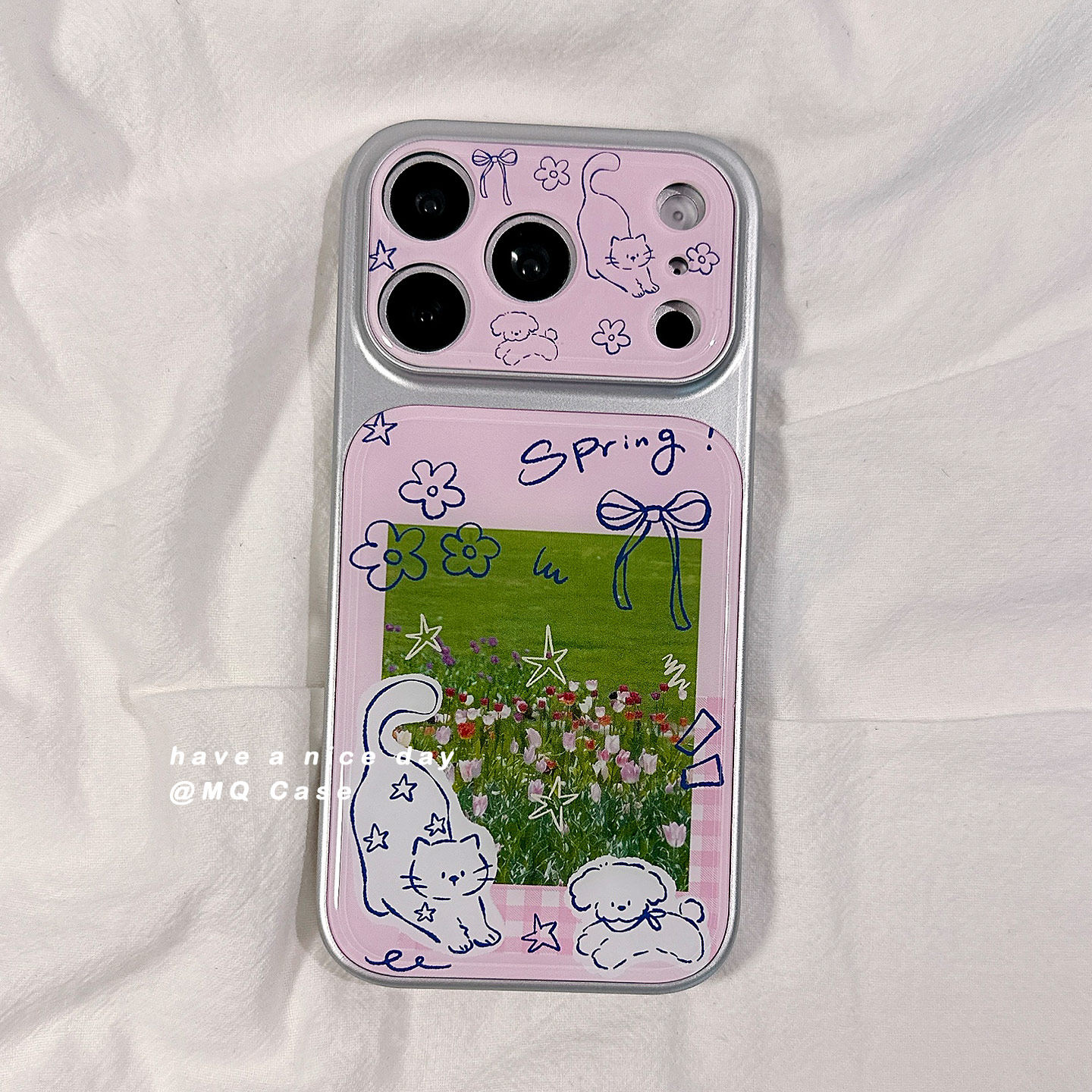 ins春日少女心郁金香插画适用苹果17手机壳iPhone17Promax新款16高级感15保护套硅胶14防摔全包镜头女款软壳p