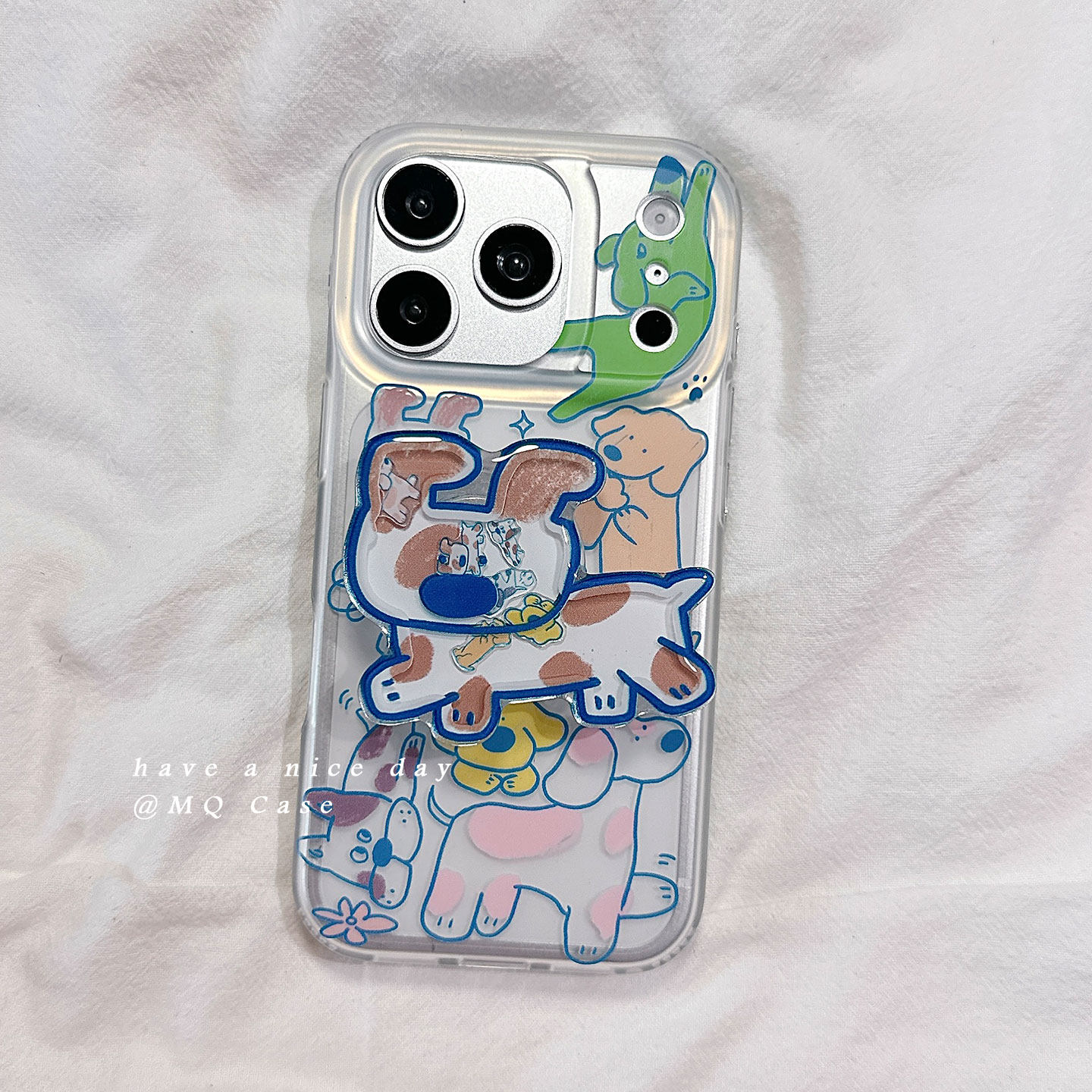 ins韩风涂鸦搞怪小狗适用苹果17手机壳iPhone17Promax新款16高级感15保护套硅胶防摔全包带支架男女款哑光软p