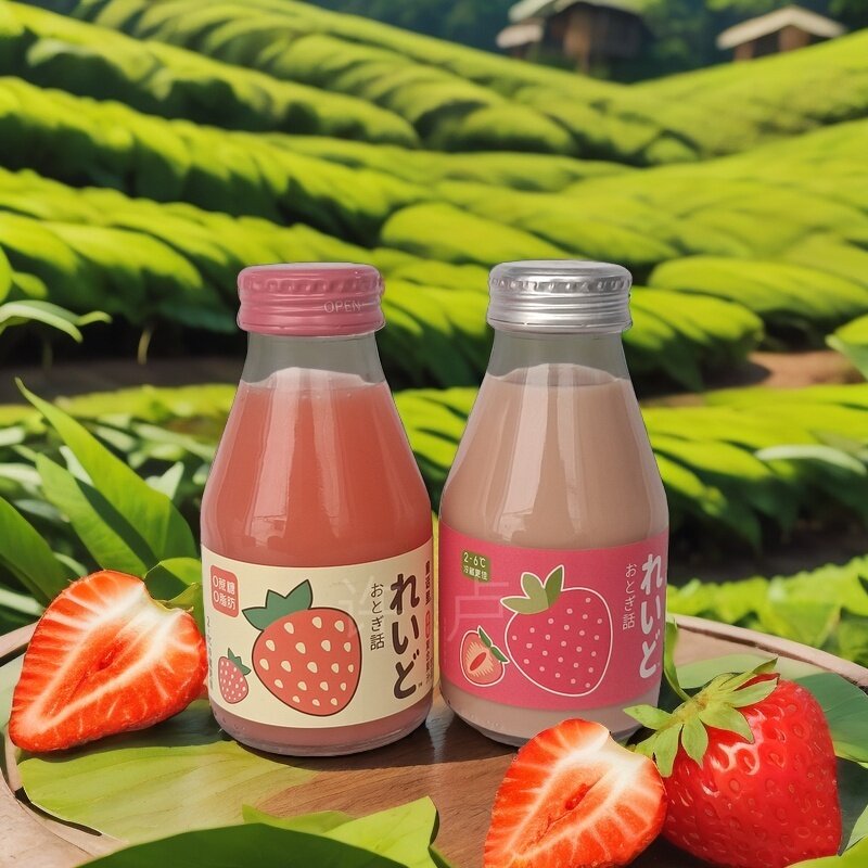 215g*6童话里草莓复合果草莓牛奶汁玻璃瓶装饮品泡沫箱口味好