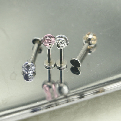 墨刺研究室 玲珑剔透 唇钉镶嵌锆石彩色平底耳钉唇钉内牙穿刺饰品