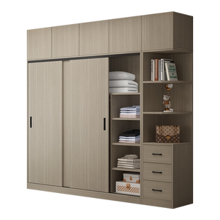 衣柜家用卧室实木推拉门出租房用新款柜子爆款可定制儿童收纳衣橱