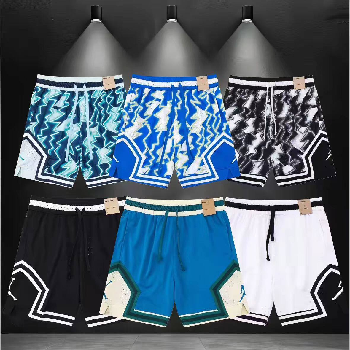 飞人美式篮球短裤男运动不过膝跑步运动休闲速干沙滩透气四分裤女